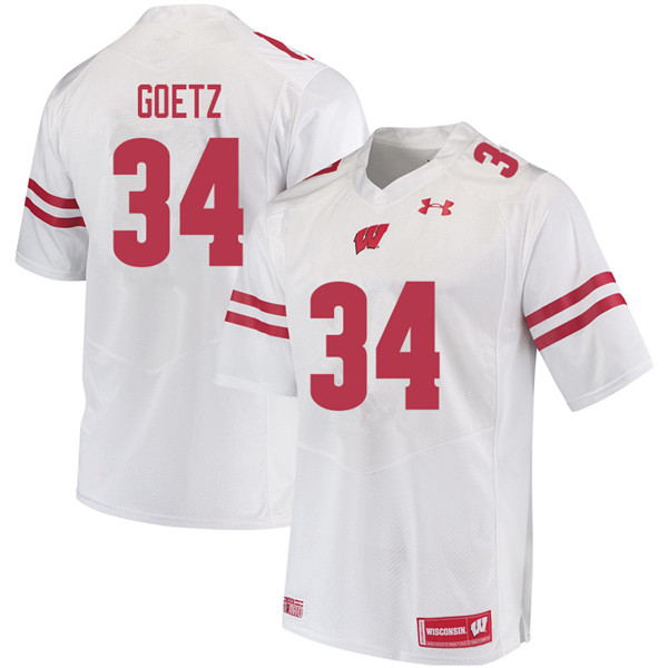 Wisconsin Badgers Men's #34 C.J. Goetz NCAA Under Armour Authentic White College Stitched Football Jersey LQ40D08KW